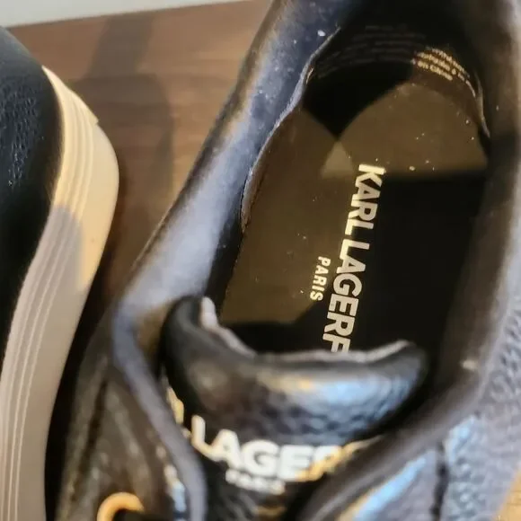 Black Sneakers with Pearl Accents